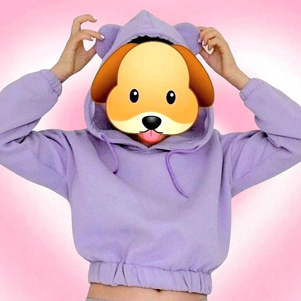 Emo Scenekid Cropped Pastel Lilac Ravecore Scenecore Harajuku Bear Ear  …